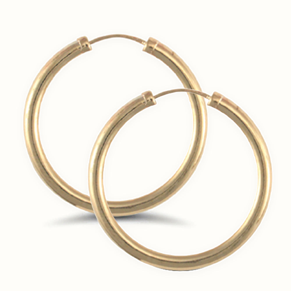 9ct yellow gold plain polished Hoop Earrings