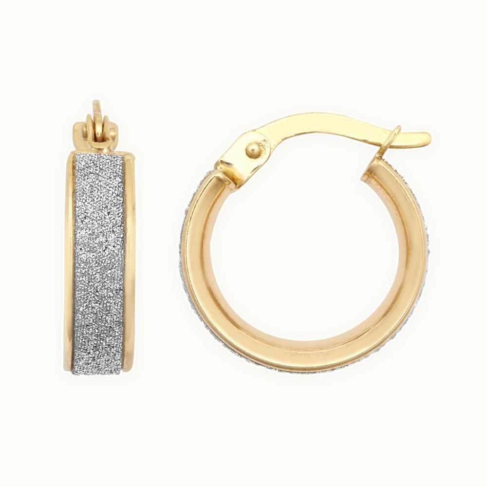 9ct Yellow Gold 10mm Moon Dust hoop Earrings