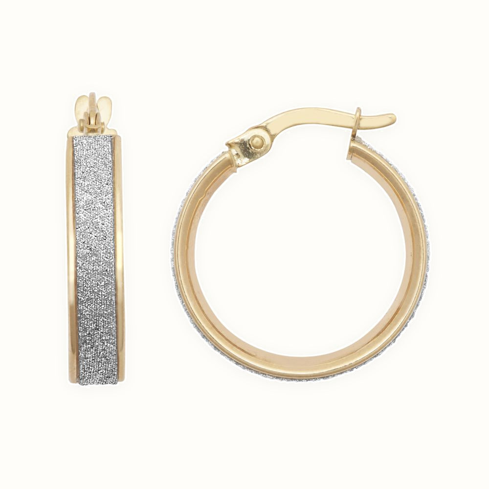 9ct Yellow Gold 15mm Moon Dust hoop Earrings