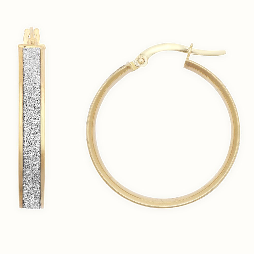 9ct Yellow Gold 20mm Moon Dust hoop Earrings