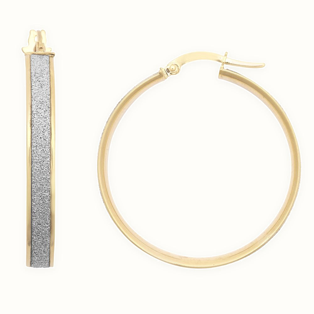 9ct Yellow Gold 25mm Moon Dust hoop Earrings
