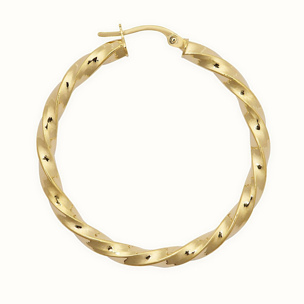 9ct Yellow Polished Slight Twist Hoop Earrings