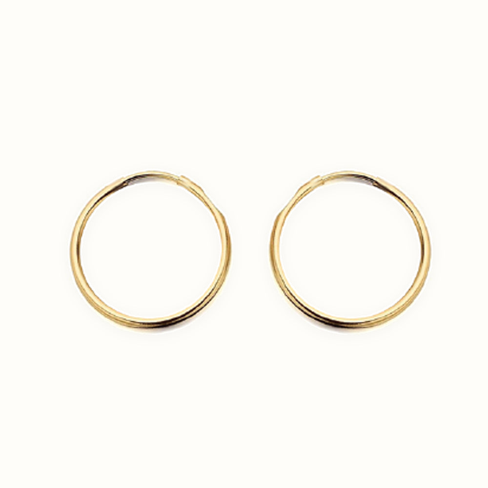 9ct yellow gold plain polished Hoop Earrings