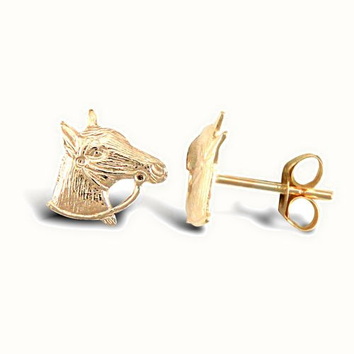 9ct Yellow Horse Head Stud Earrings