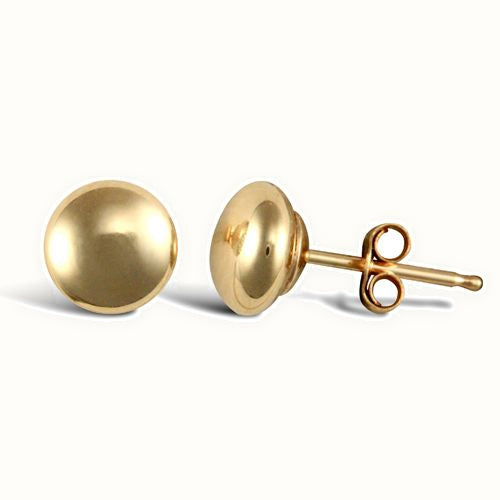 9ct yellow gold polished domed ball stud earrings