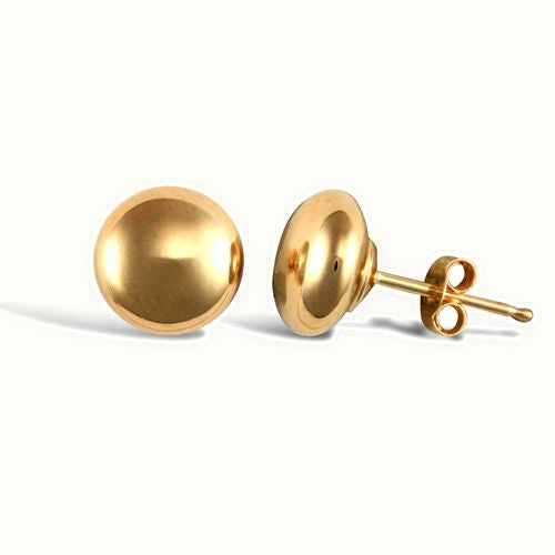 9ct yellow gold polished domed ball stud earrings