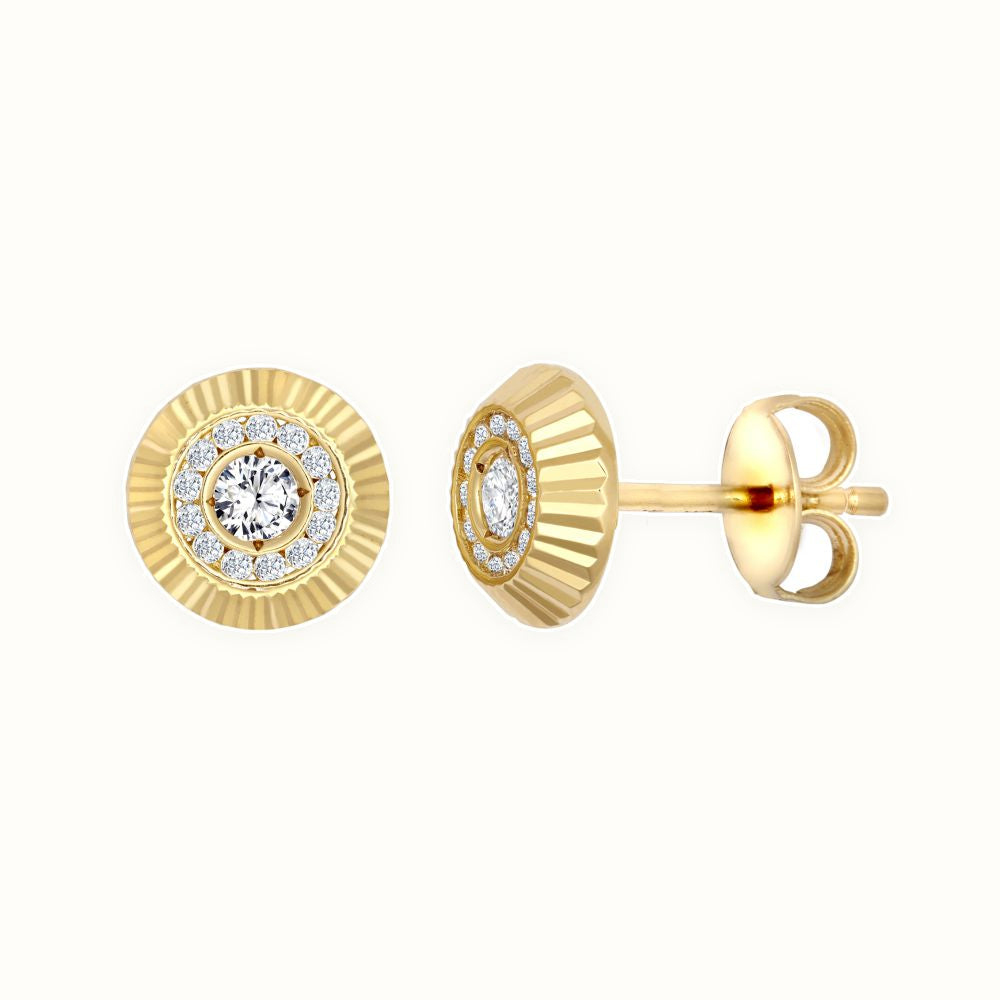 9ct Yellow Gold CZ Bezel Stud Earrings