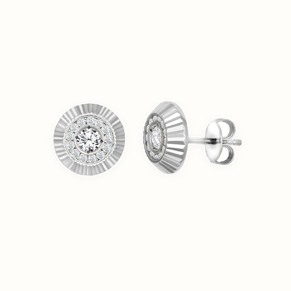 9ct White Gold CZ Bezel Stud Earrings