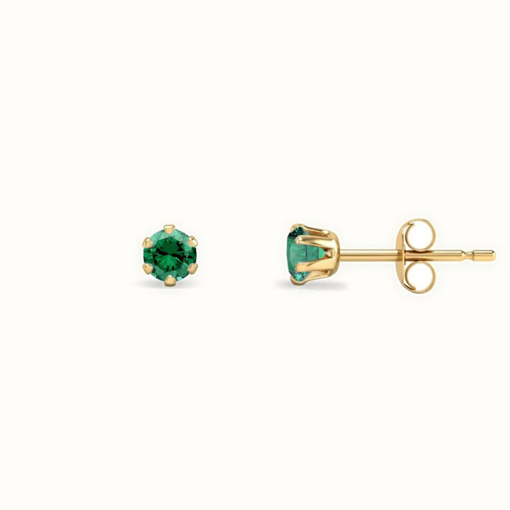 9ct Yellow Gold Claw-set Green CZ Studs