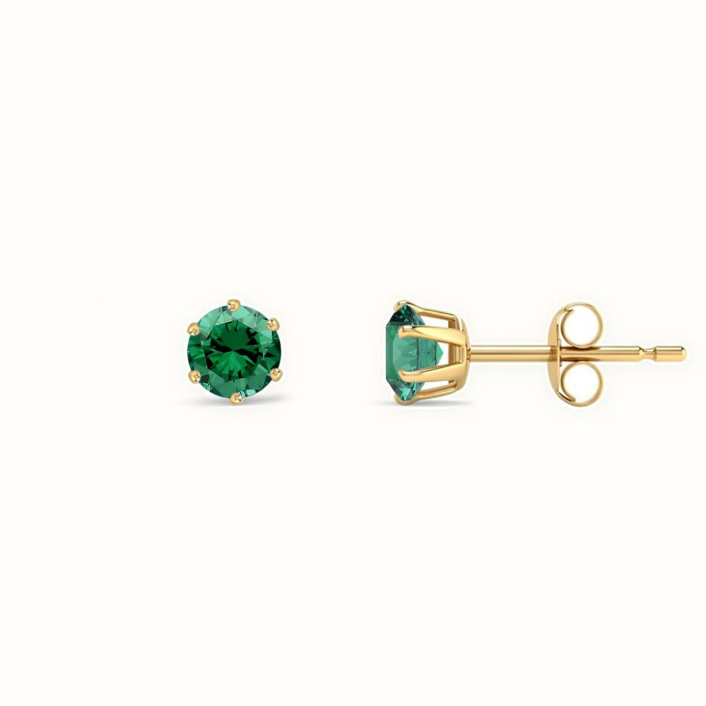 9ct Yellow Gold Claw-set Green CZ Studs