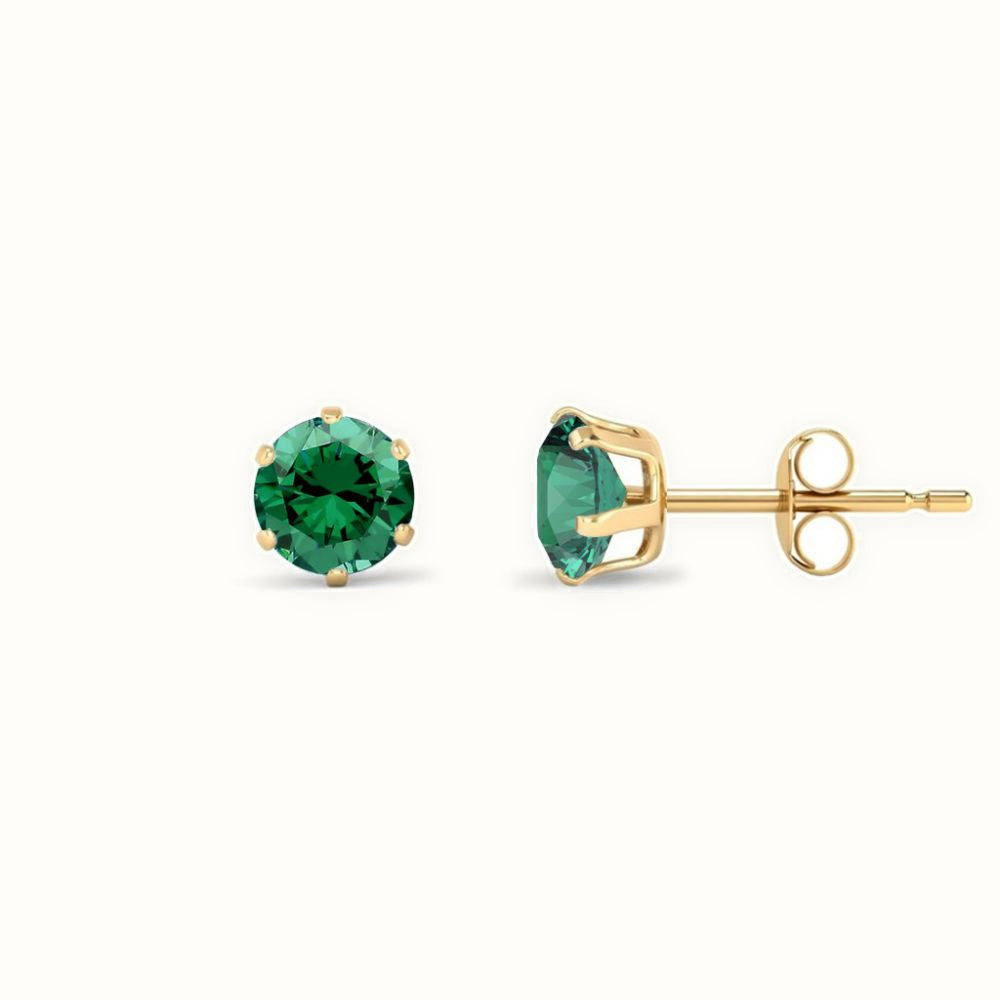 9ct Yellow Gold Claw-set Green CZ Studs