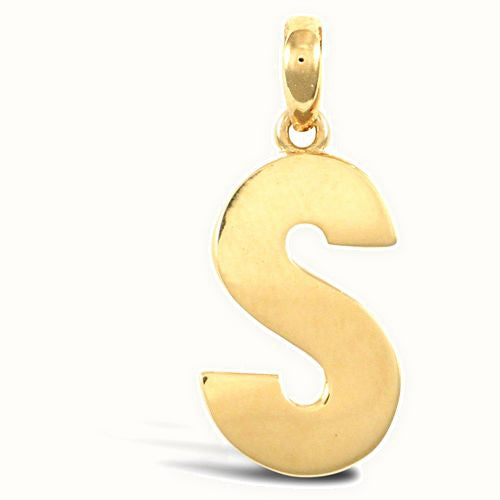 9ct Yellow Gold Plain Initial Pendant