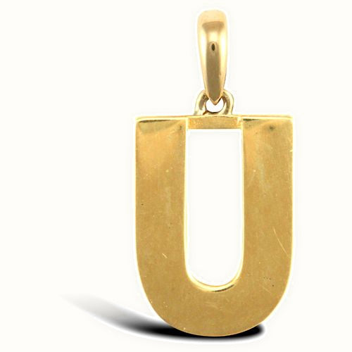 9ct Yellow Gold Plain Initial Pendant