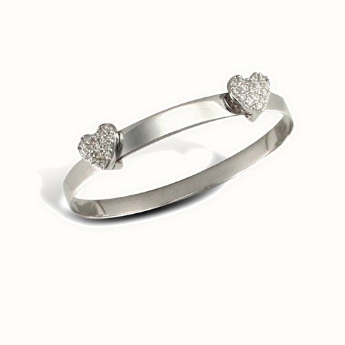 9ct White Gold Childrens / baby Cubic Zirconia Bangle