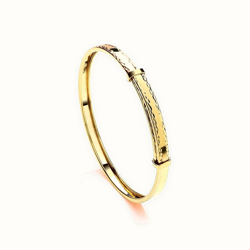 9ct Yellow Gold Childs Diamond Cut Expandable Bangle