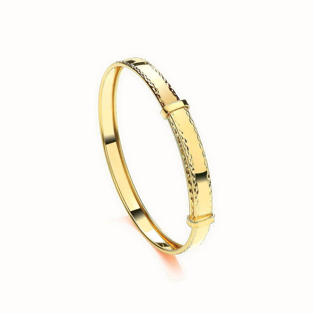 9ct Yellow Gold Childs Diamond Cut Expandable Bangle