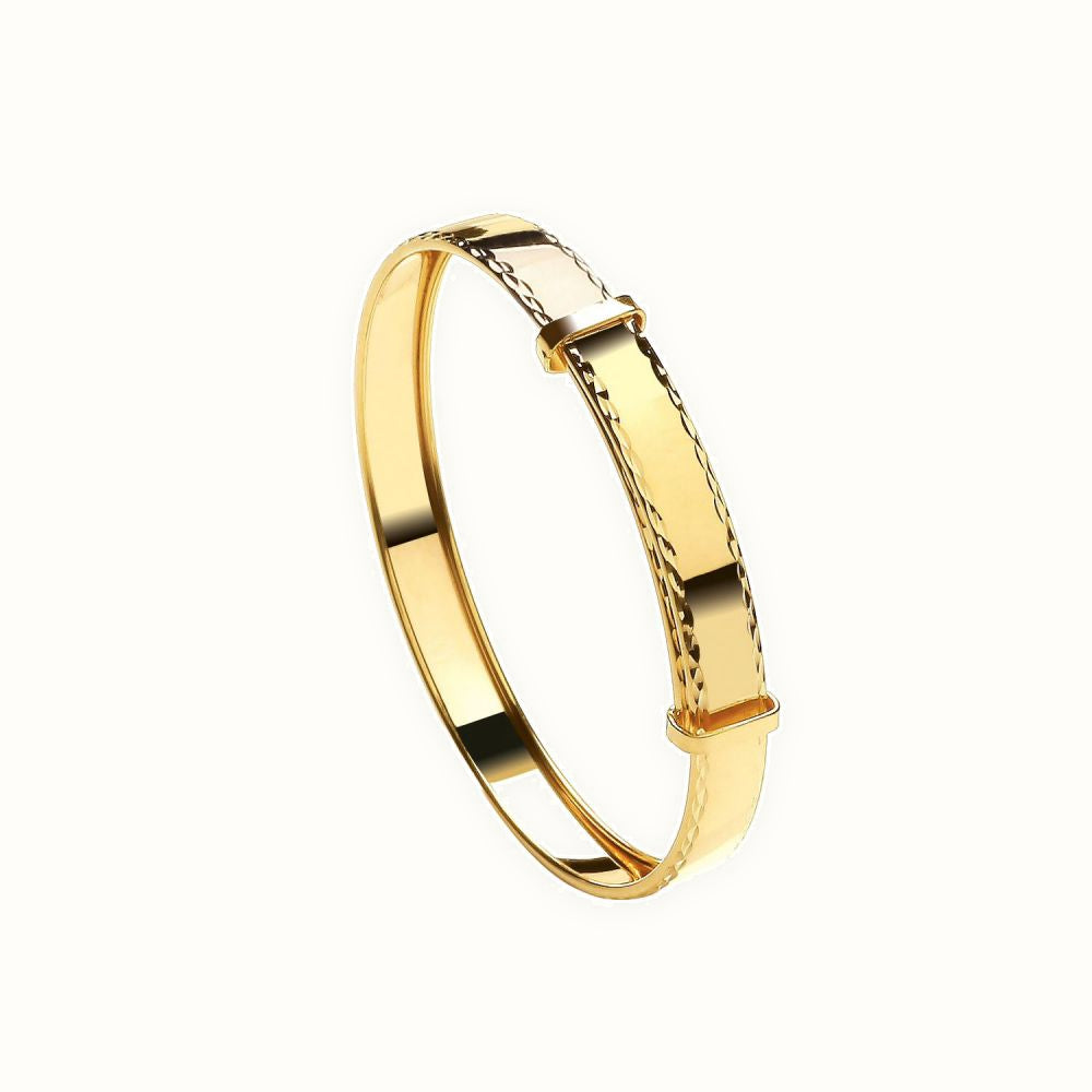 9ct Yellow Gold Childs Diamond Cut Expandable Bangle