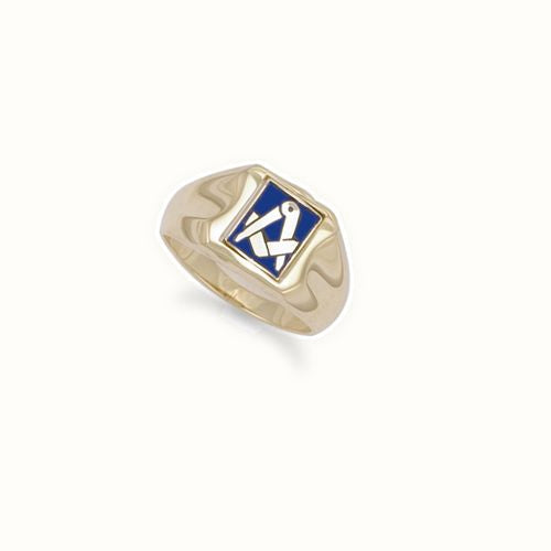 9ct Yellow Gold Enamelled Swivel Centre Masonic Ring
