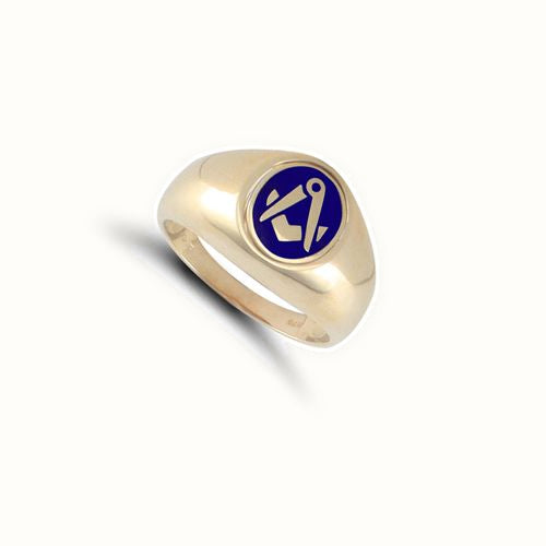 9ct Yellow Gold Enamelled Swivel Centre Masonic Ring