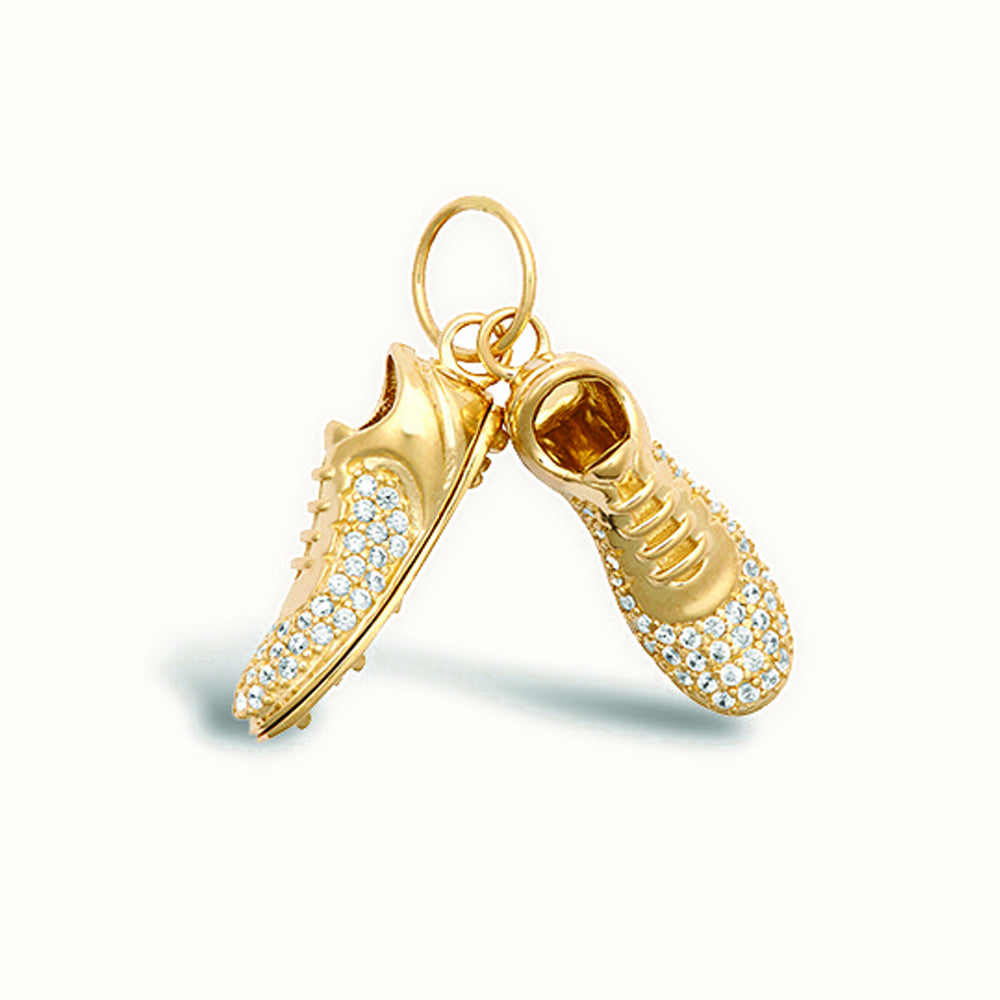 9ct Yellow Gold CZ set pair football boots