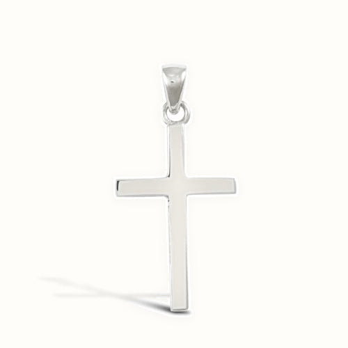 18ct White Gold Plain Solid Cross
