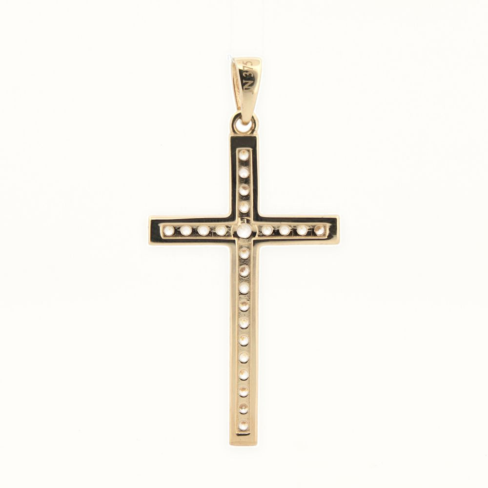 9ct Gold Channel Set CZ Cross