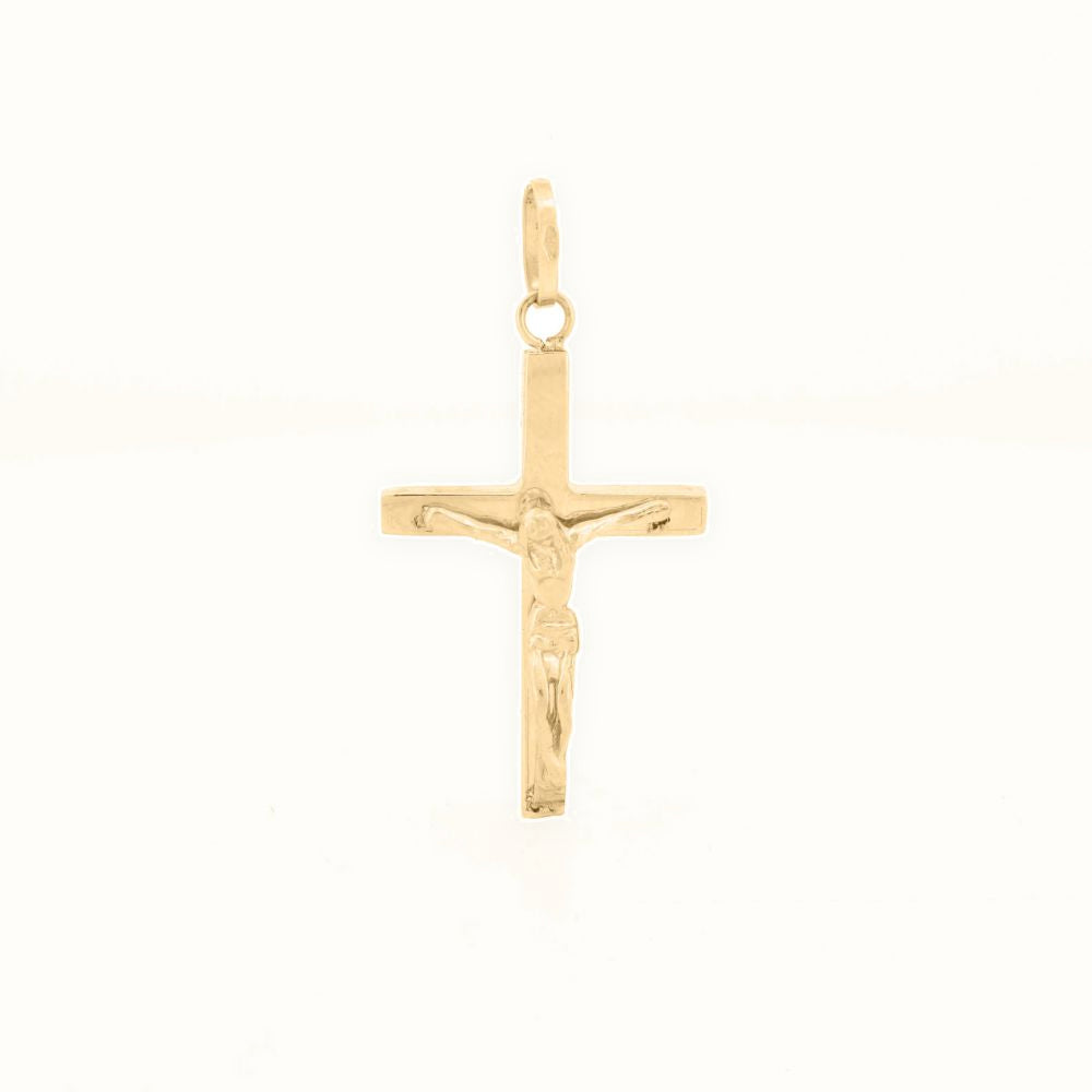 9ct Yellow Gold Square Tube Hollow Crucifix