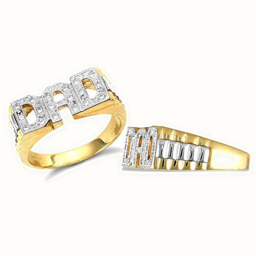 9ct Yellow Gold Cubic Zirconia Dad Ring