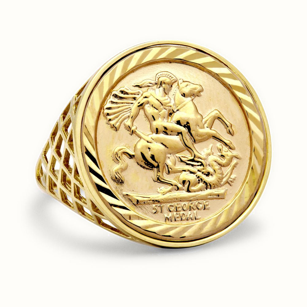 9ct Yellow Gold Full St George Ring