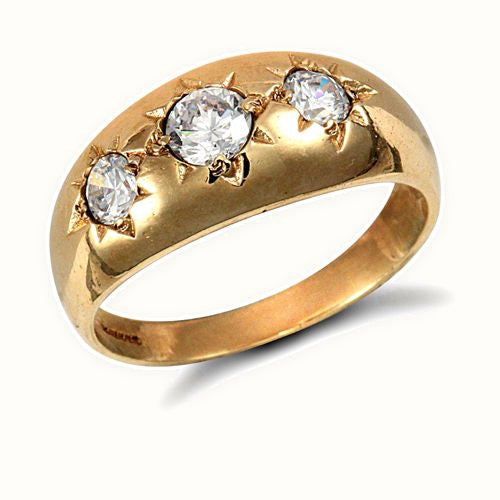 9ct Yellow Gold Gents Cubic Zirconia Ring