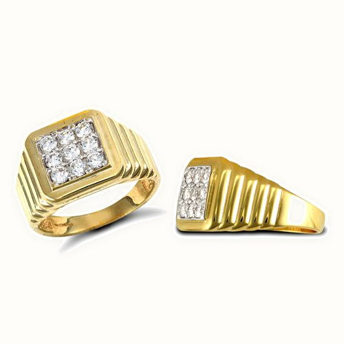 9ct Yellow Gold Gents Cubic Zirconia Ring
