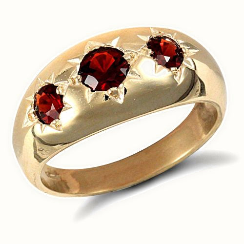 9ct Yellow Gold Gents Garnet Ring