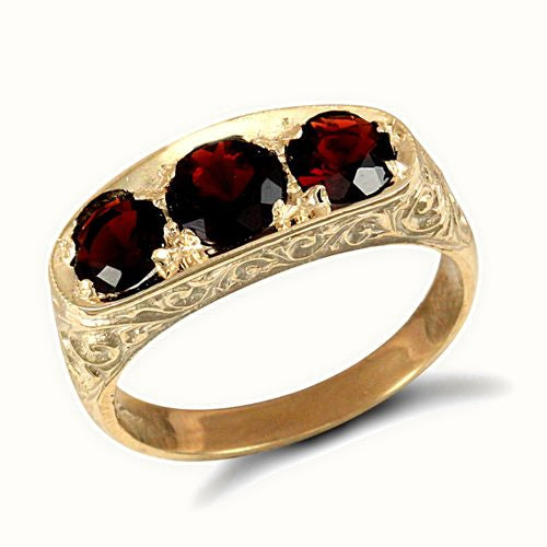 9ct Yellow Gold Gents Garnet Ring