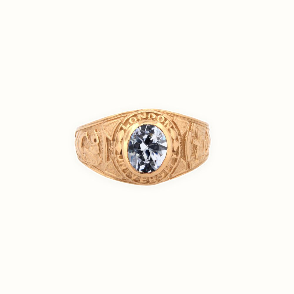 9ct Yellow Gold Cubic Zirconia Stone College Ring