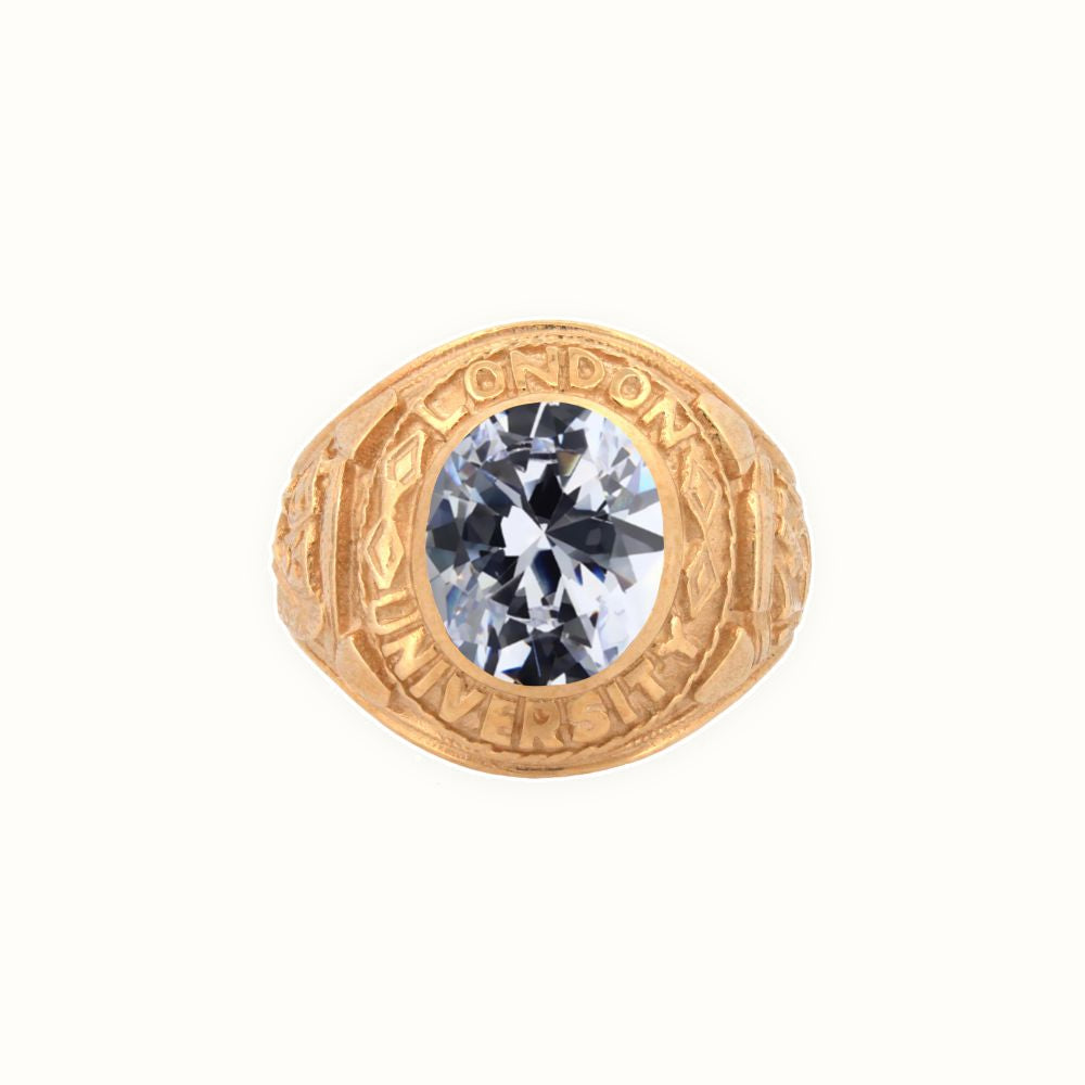9ct Yellow Gold Cubic Zirconia Stone College Ring