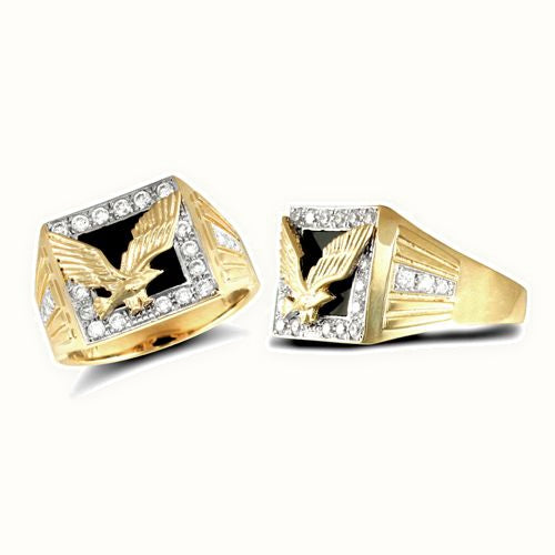 9ct Yellow Gold Gents Cubic Zirconia Ring