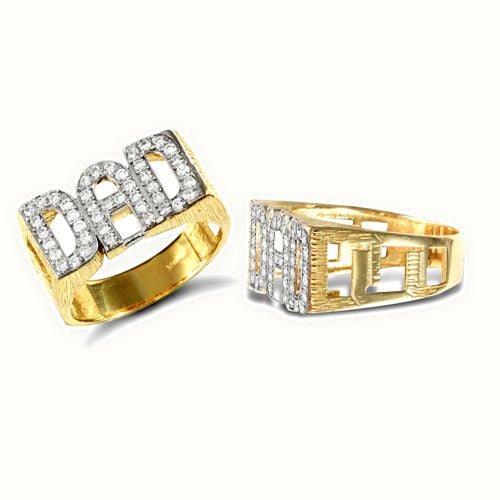 9ct Yellow CZ 'Dad' Ring
