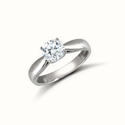 9ct White Rbc CZ Solitaire Ring