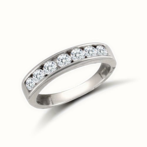 9ct White Ladies CZ Channel Set Half Et Ring