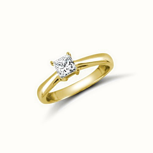 9ct Yellow Princess Cut CZ Solitaire Ring