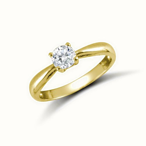 9ct Yellow Rbc CZ Solitaire Ring