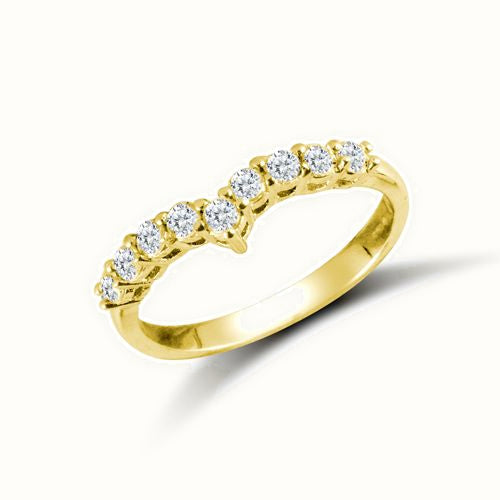 9ct Yellow Ladies CZ Wishbone Ring