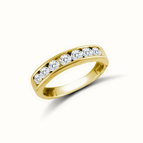 9ct Yellow Ladies CZ Channel Set Half Et Ring