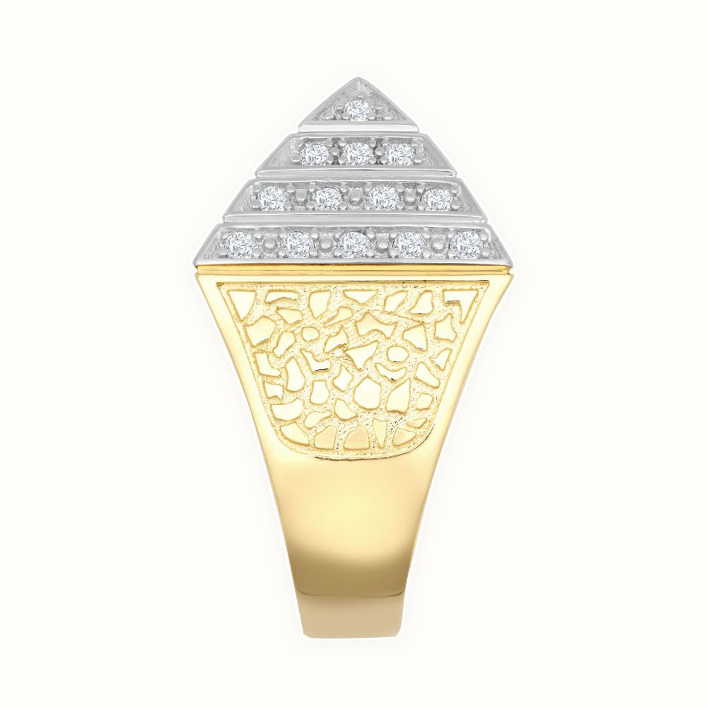 9ct Yellow Gold 1 Ounce CZ Set Pyramid Ring