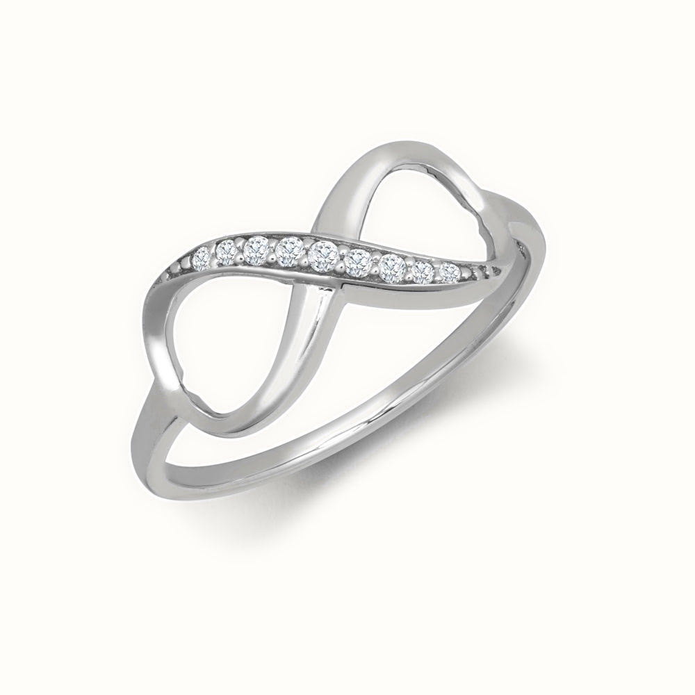 9ct White CZ Set Infinity Ring