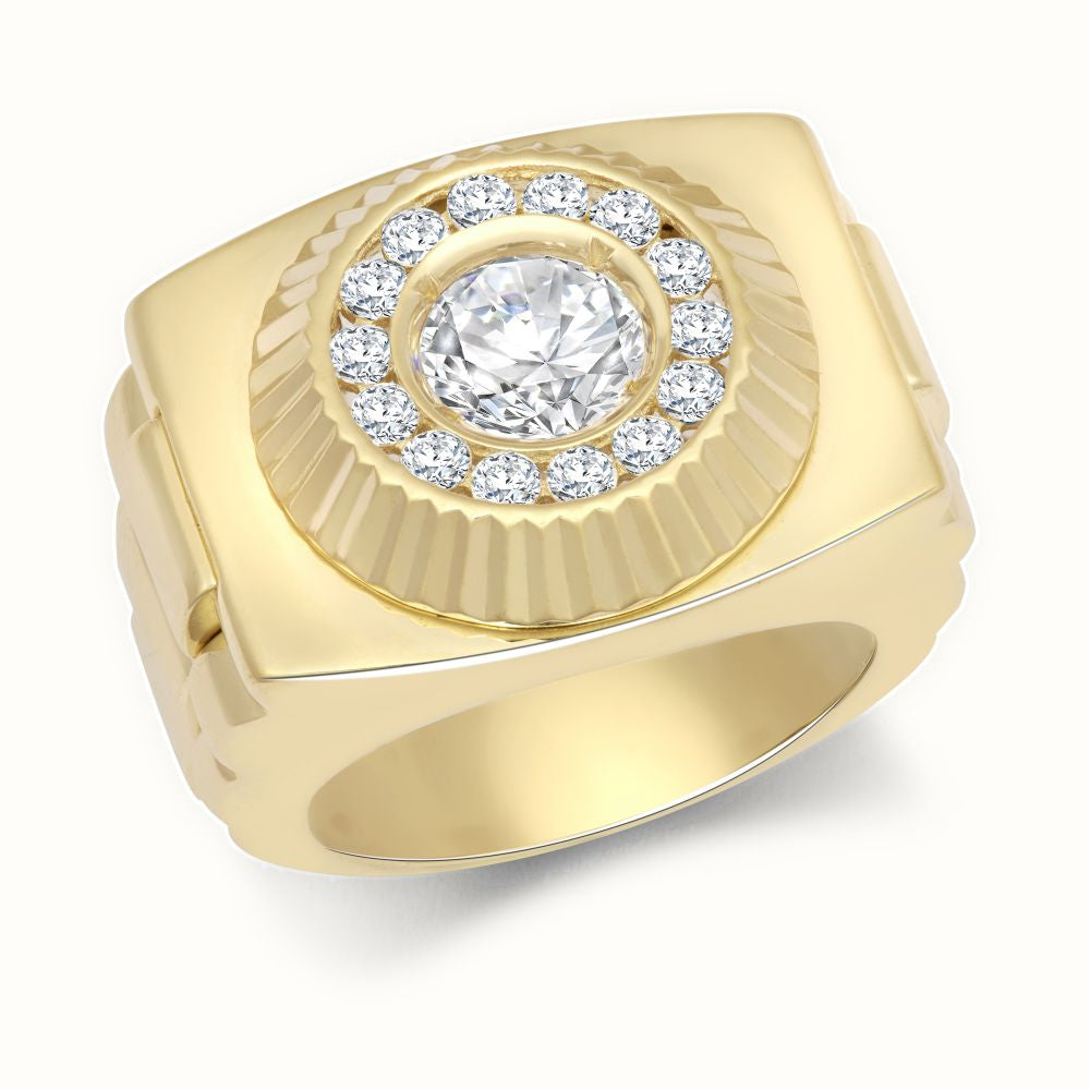 9ct Yellow Gold CZ Set Watch Strap & Bezel Ring