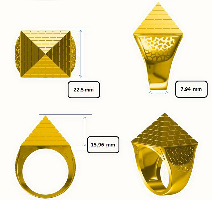 9ct Yellow Gold 1 Ounce Pyramid Ring