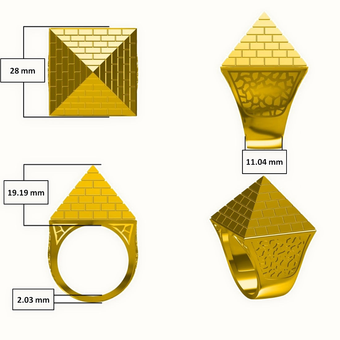 9ct Yellow Gold 1.5 Ounce Pyramid Ring