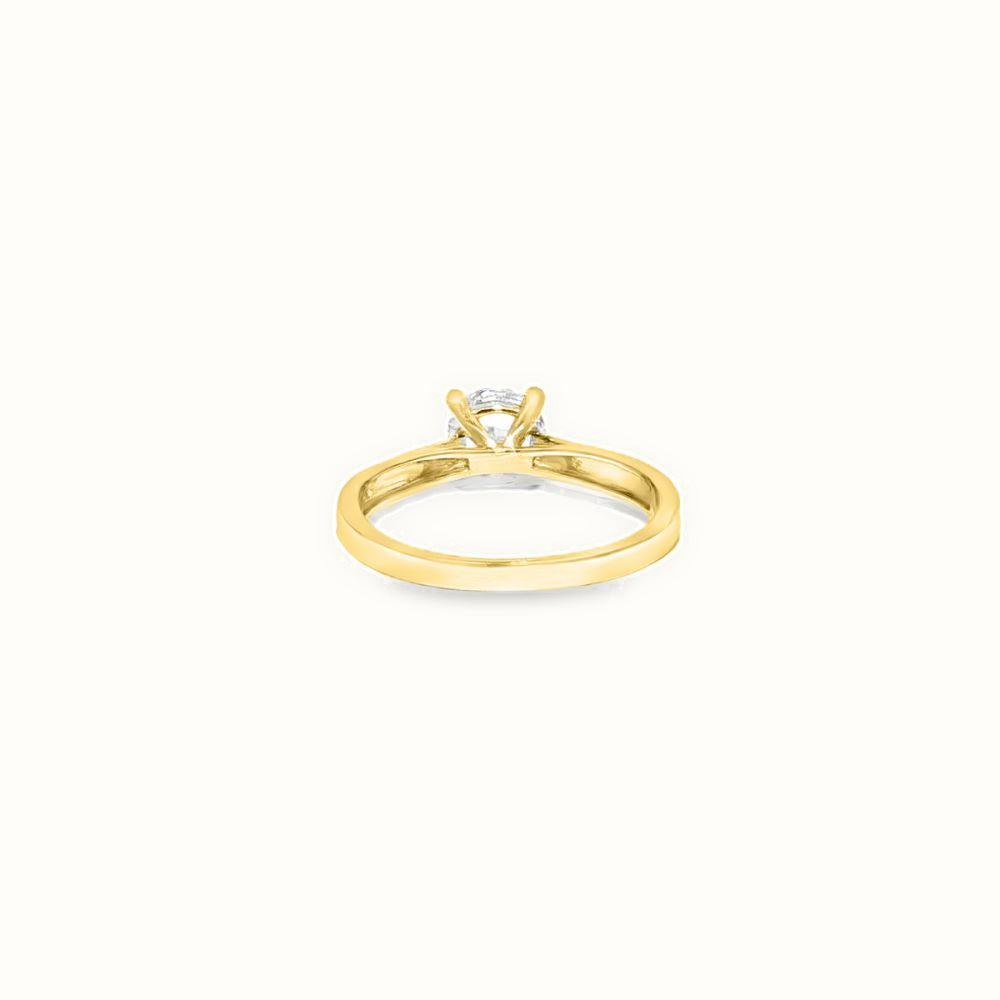 9ct Yellow Gold, 1.00ct Round Cubic Zirconia Wed-fit Solitaire Ring