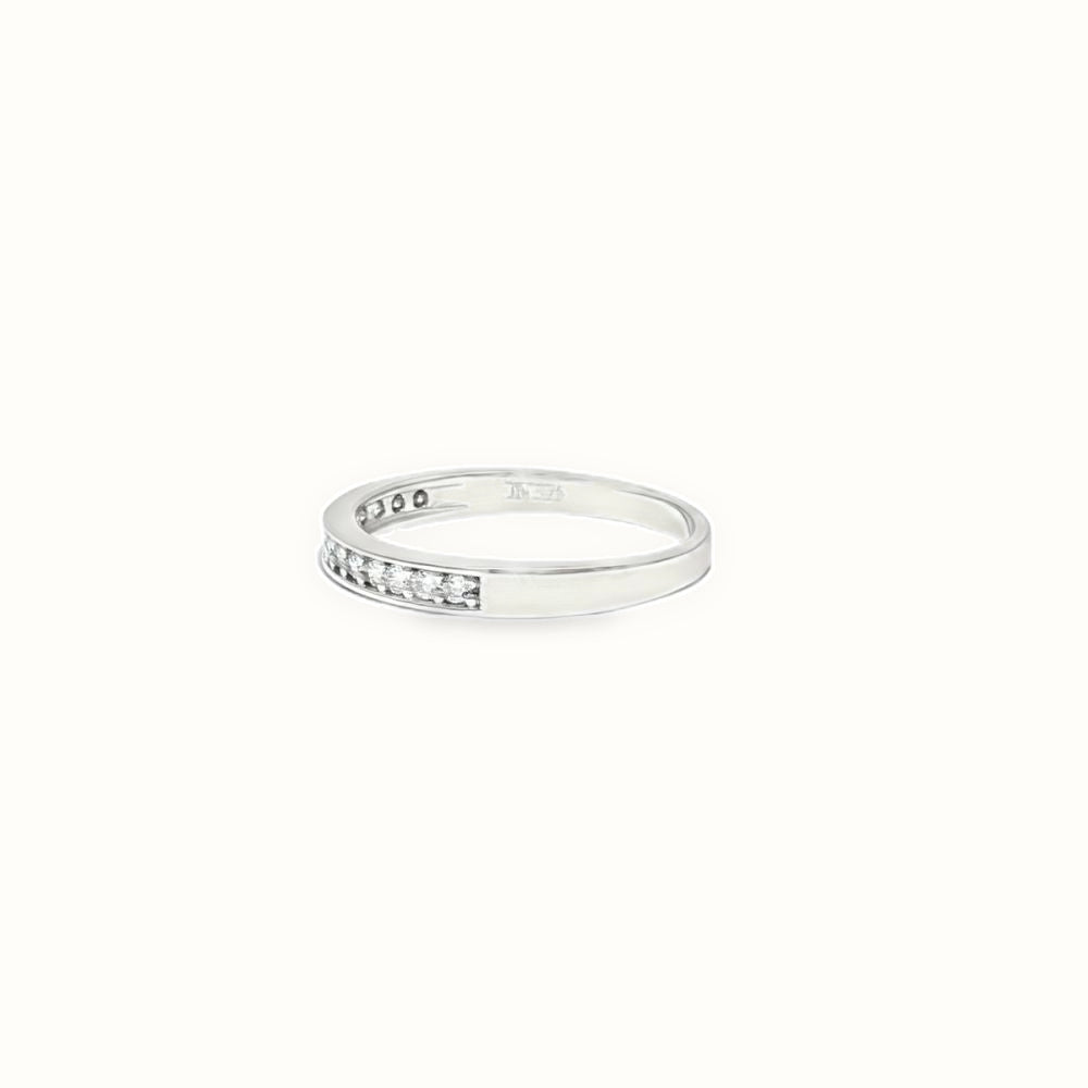 9ct White Gold, Half Eternity Cubic Zirconia Ring